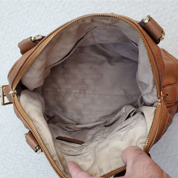 Michael Kors Large Pebbled Leather Satchel Purse Shoulder Bag - Picture 8 of 13